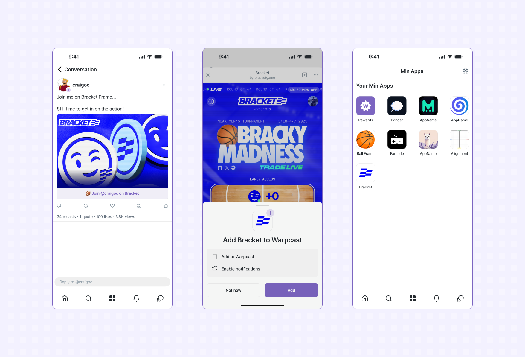 adding a mini app in Warpcast